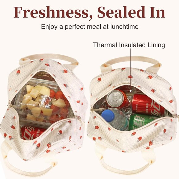 Lunch Box for Women Cute Corduroy Waterproof & Leakproof Lunch Bags Reusable The - Picture 4 of 8